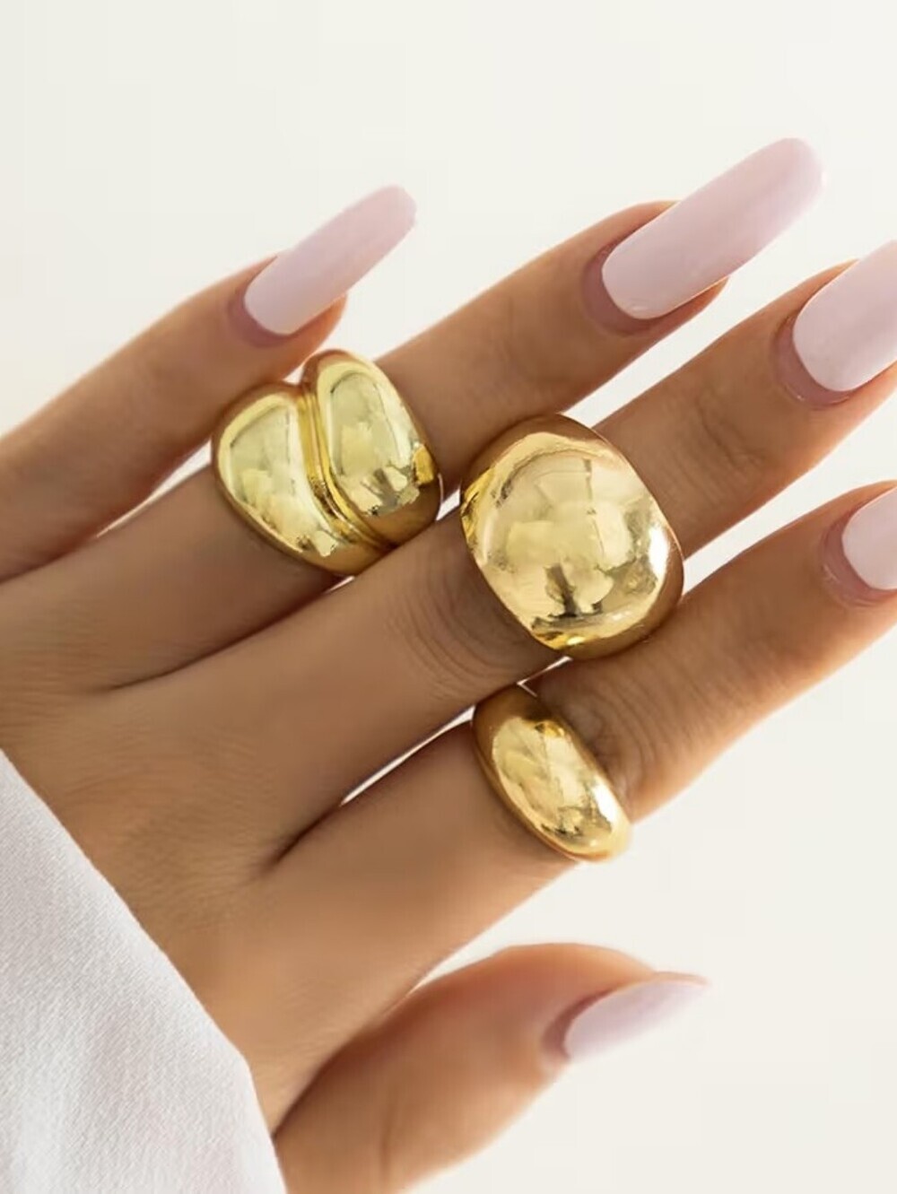 Chunky Gold Rings Set Irregular Adjustable Fashion Statement